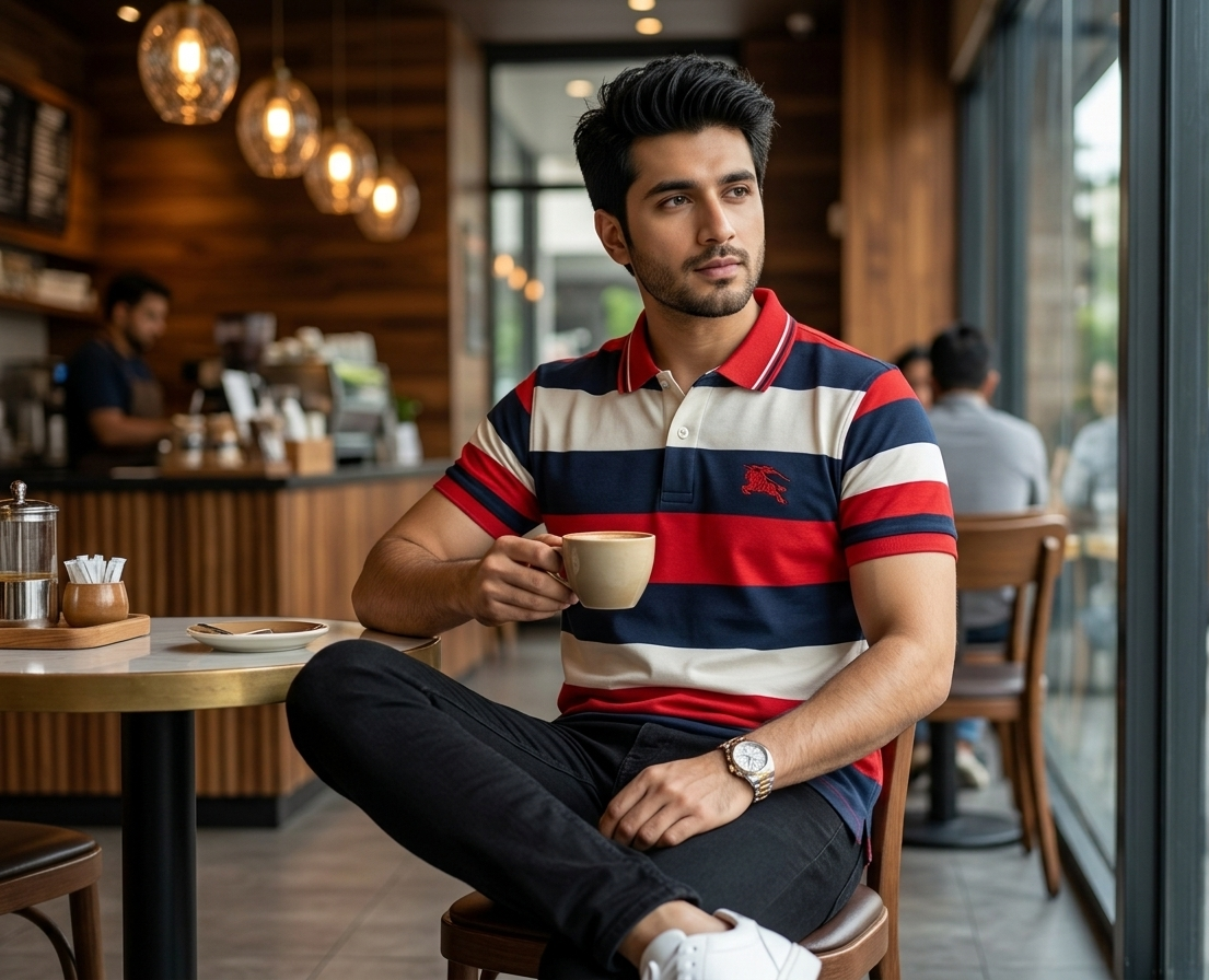 Men’s Premium Striped Polo Shirt – Smart Casual Cotton Summer Wear